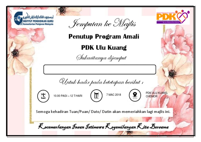 Kad Jemputan Ke Pdk Pdf