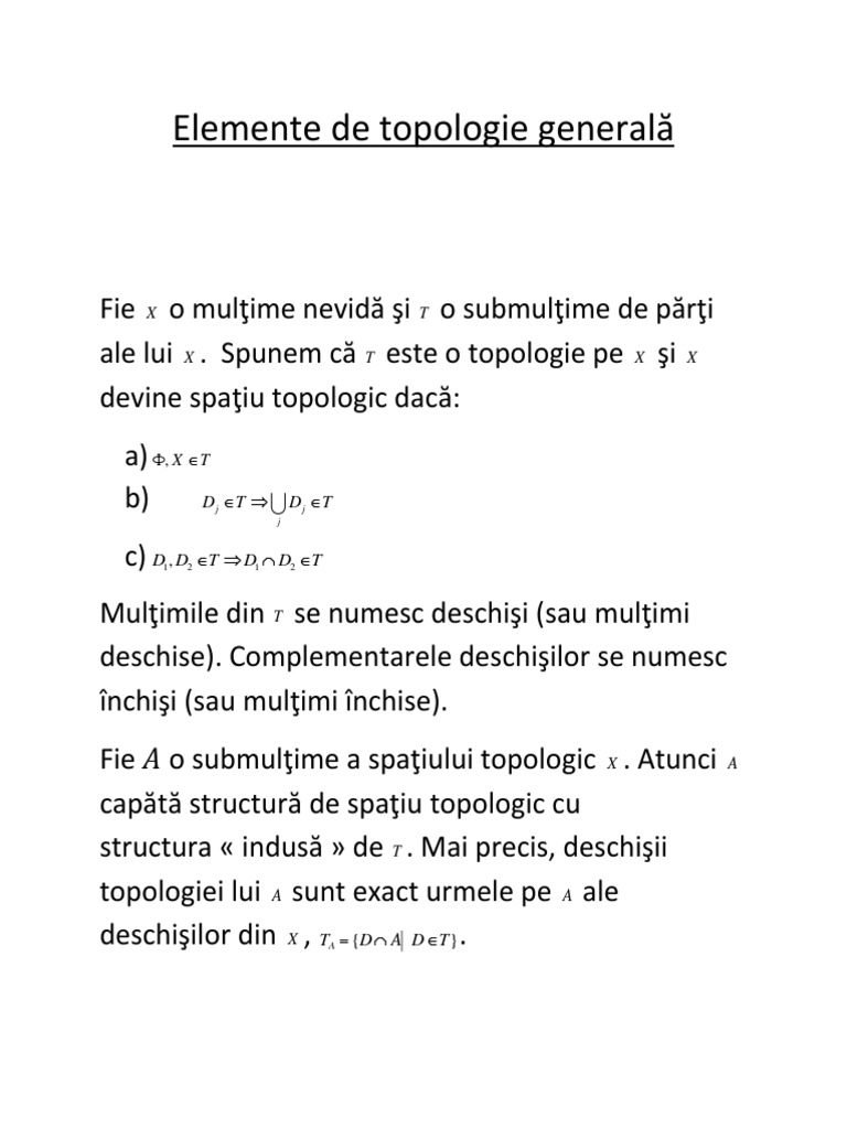 Elemente de Topologie Generală | PDF