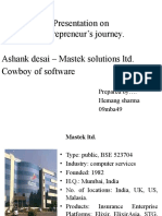 Presentation On Entrepreneur's Journey. Ashank Desai - Mastek Solutions Ltd. Cowboy of Software