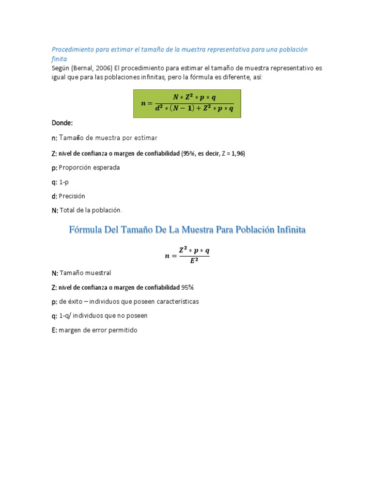 Fórmula Del Tamaño de Muestra | PDF