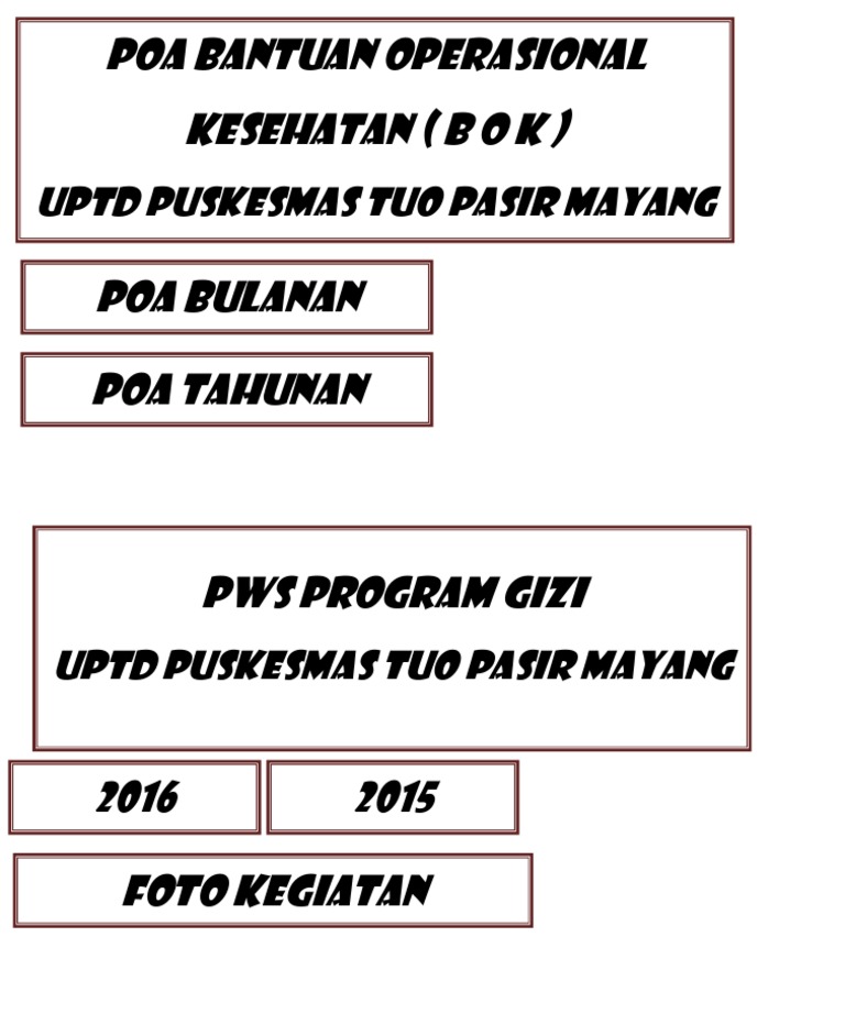 POA Kesehatan UPTD Puskesmas 2015-2016 | PDF
