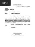 Modelo Carta de Renuncia