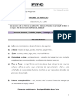 Fatores de produção: recursos naturais, trabalho, capital e tecnologia