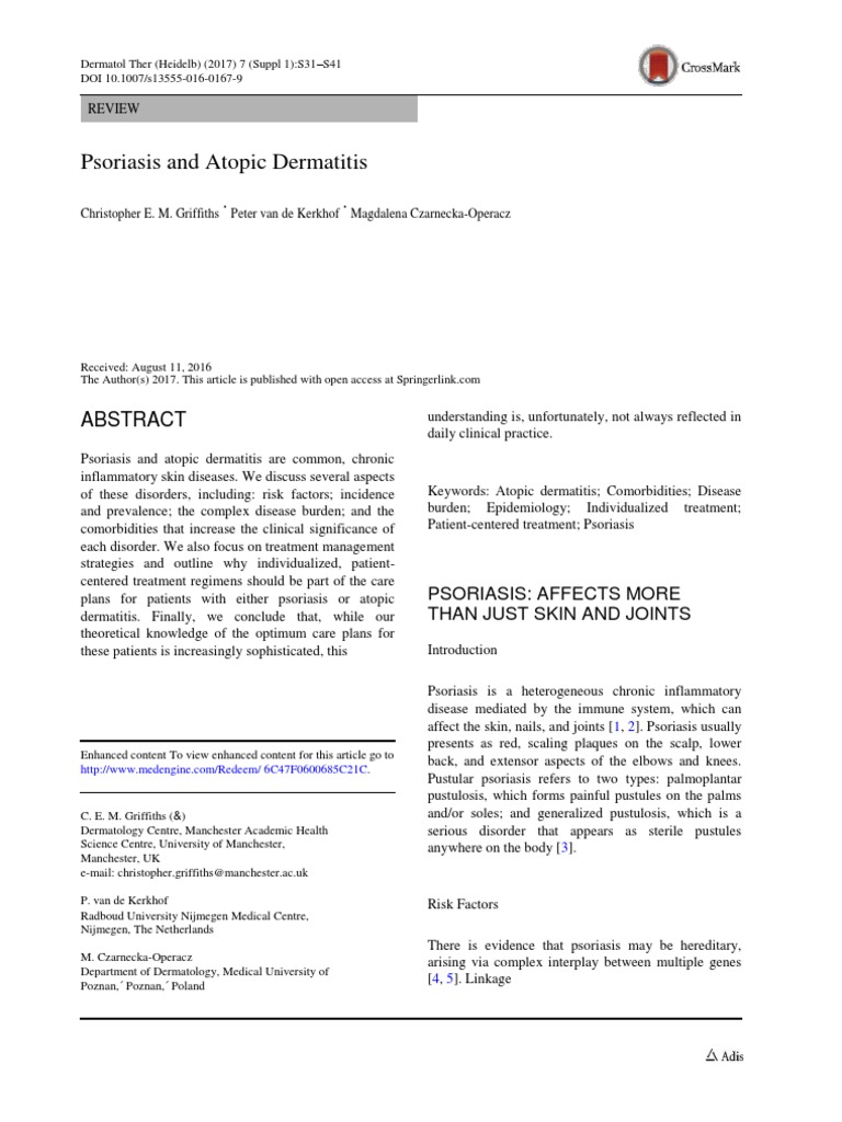 Psoriasis and Dermatitis Atopic | PDF | Psoriasis | Dermatitis