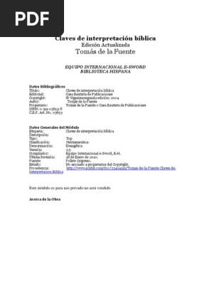 Claves de interpretacion biblica tomas de la fuente pdf libro