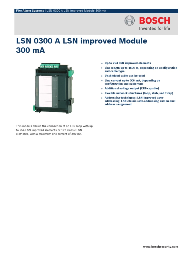 Fire Alarm Systems - LSN 0300 A LSN Improved Module 300 Ma | PDF ...