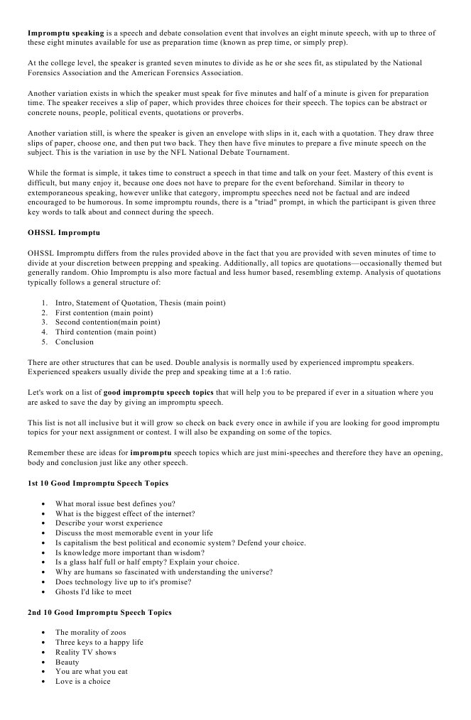 One minute speech in english image