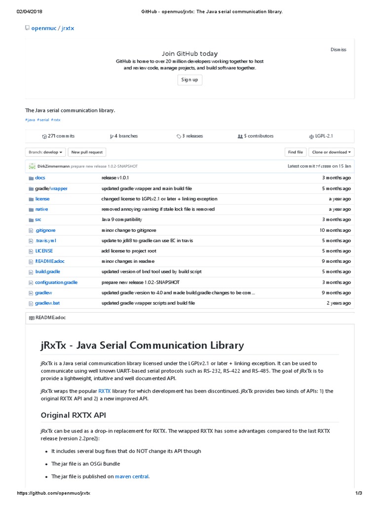 jRxTx: Java Serial Communication Library | PDF | Library (Computing ...