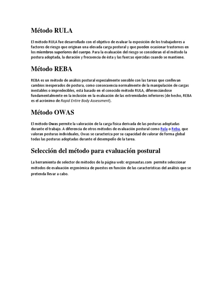 Método Rula | PDF | Método científico | Factores humanos y ergonomía