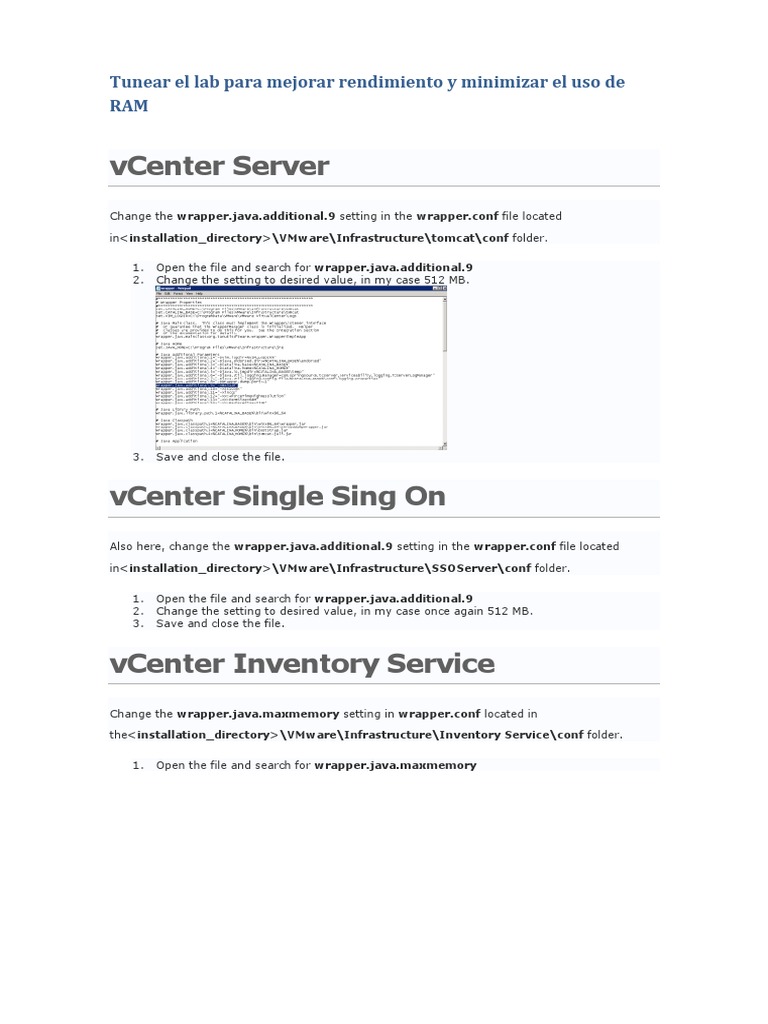 Optimize vCenter RAM Usage Settings | PDF