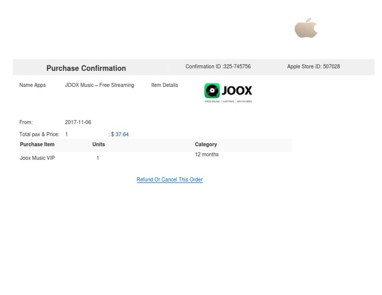 JOOX Music VIP Purchase Confirmation | PDF | Apple Inc. | Mobile Computers