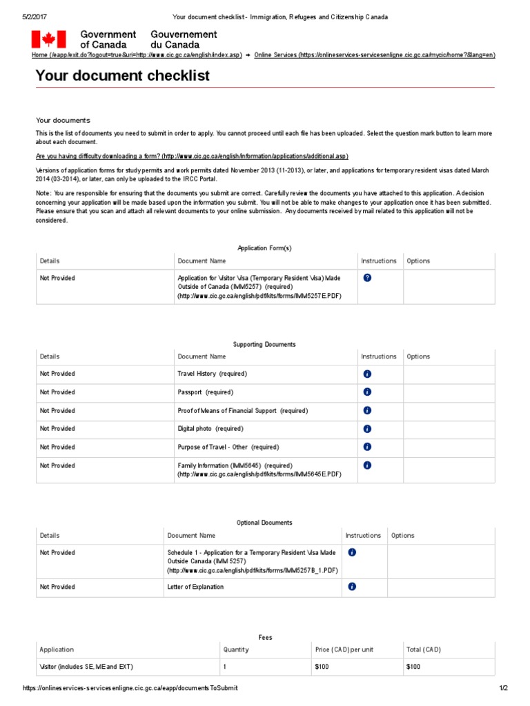 Your document checklist Immigration, Refugees and Citizenship Canada