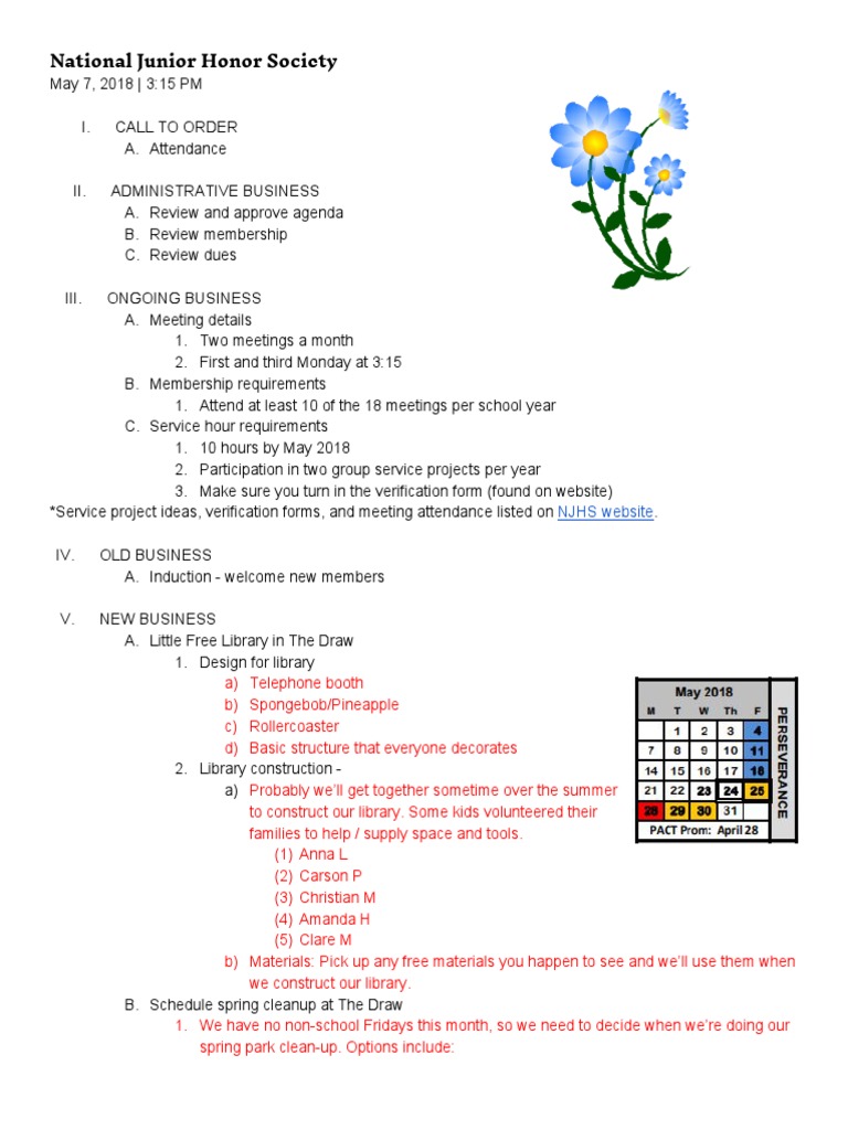 National Junior Honor Society: NJHS Website | PDF | Business