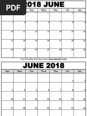 June 2018 Calendar