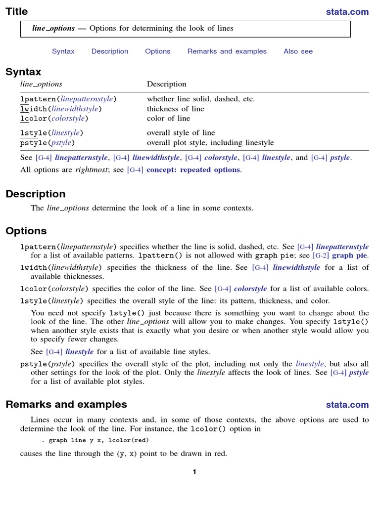 Syntax Description Options Remarks and Examples Also See: G-4 G-4 G-4 G ...