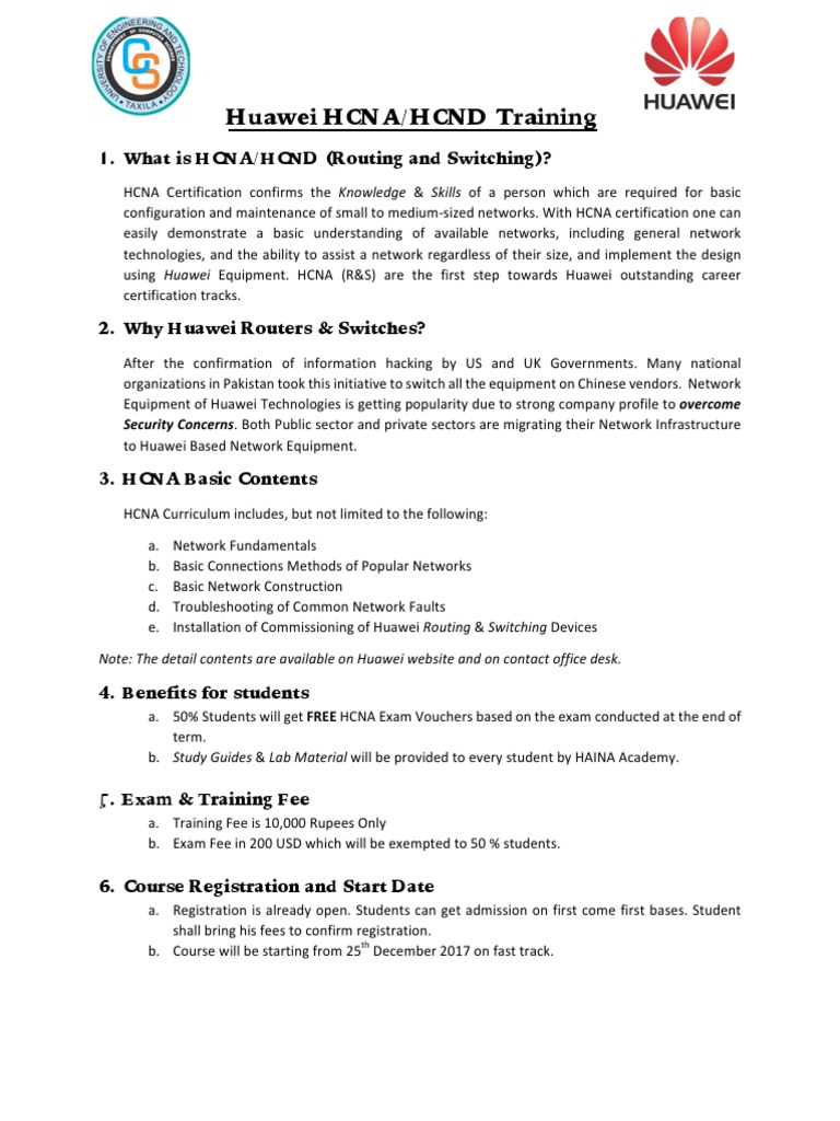 Huawei HCNA Certification Training Overview | PDF | Computer Network ...