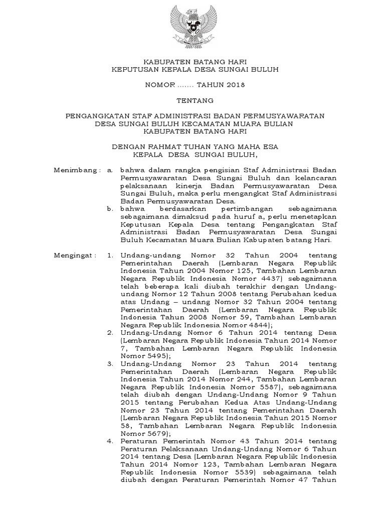 Contoh Sk Bpd Terbaru Guru Paud