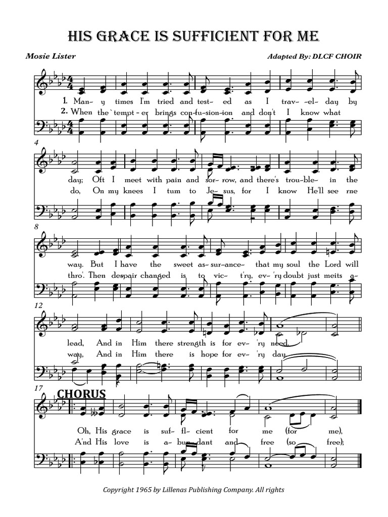 His Grace Is Sufficient For Me Full Score PDF