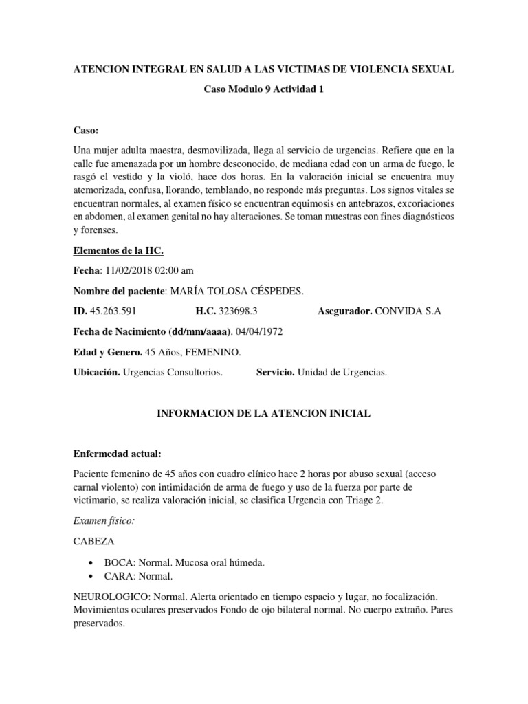 Atencion Integral en Salud A Las Victimas de Violencia Sexual | PDF ...