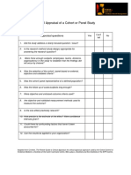 Critical Appraisal Questions For A Cohort or Panel Study