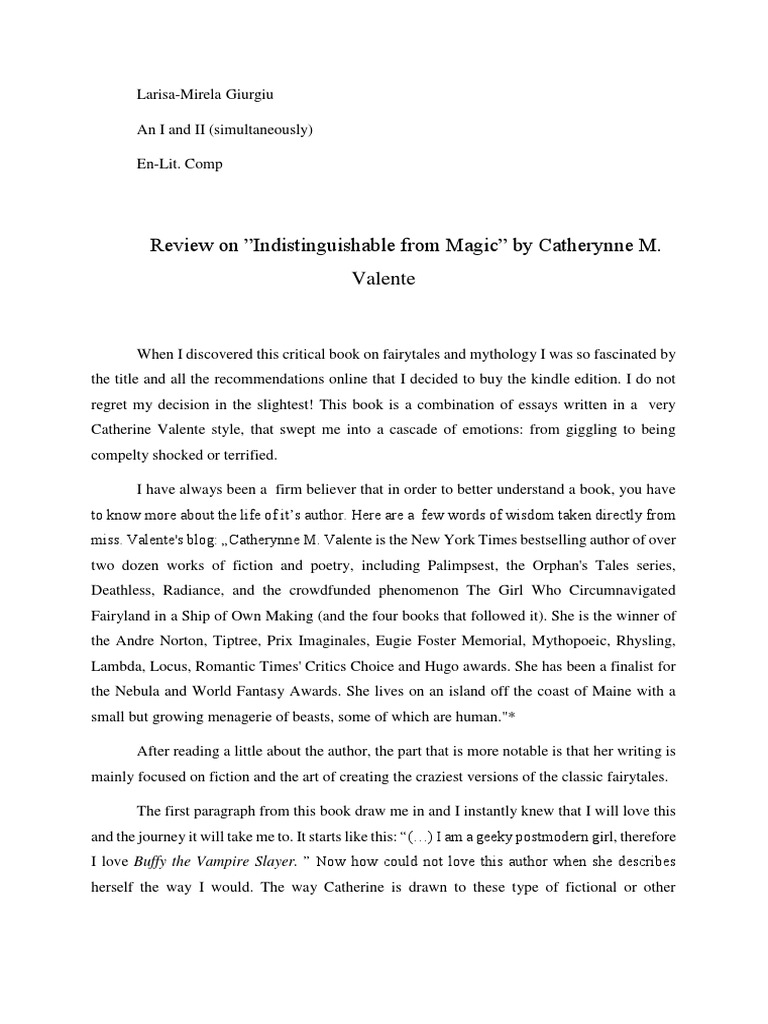 Indistinguishable From Magic Review - Edited | PDF | Vampires