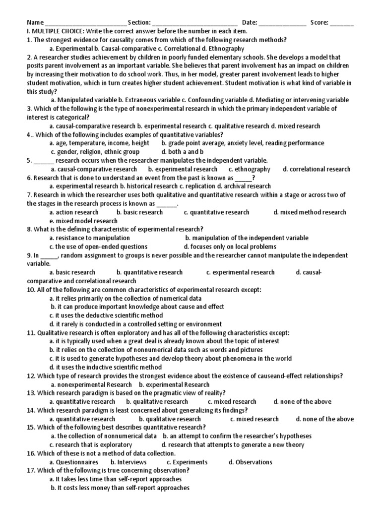 clinical research quiz questions