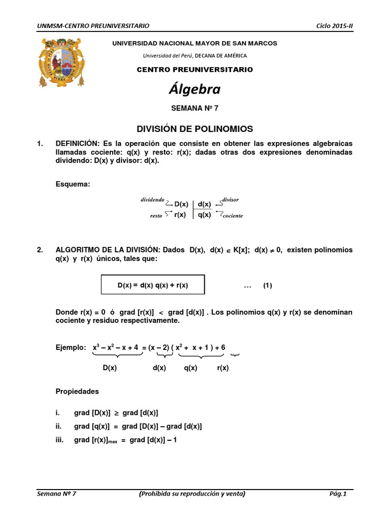 Algebra 7 PDF | PDF | División (Matemáticas) | Álgebra