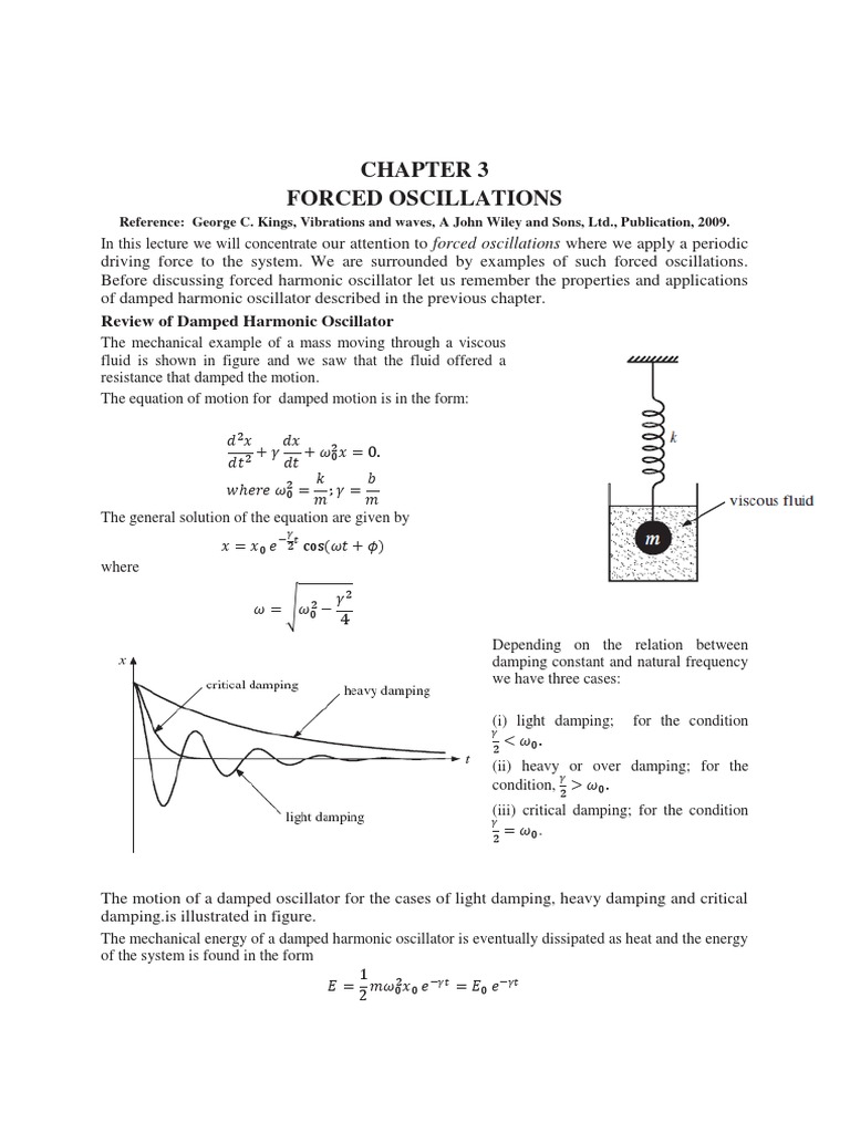 Forced Oscillations Review of Damped Harmonic Oscillator PDF