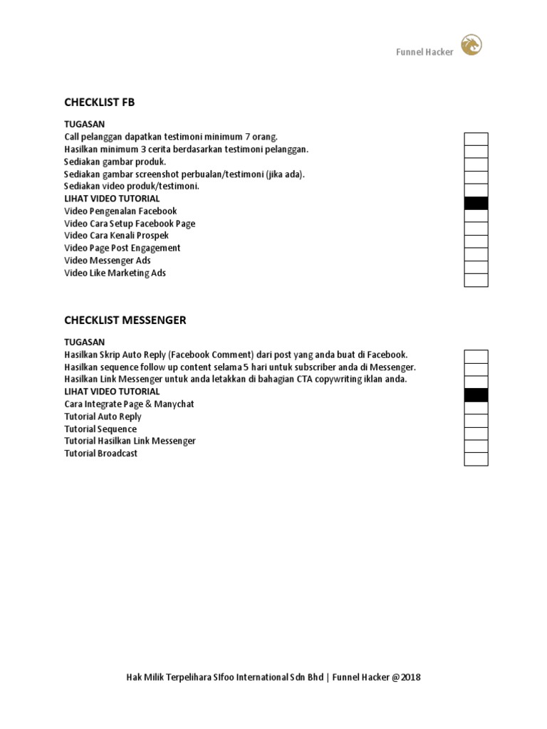 Facebook Page Setup Checklist | PDF