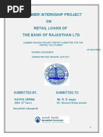 Summer Internship Project ON Retail Loans of The Bank of Rajasthan LTD