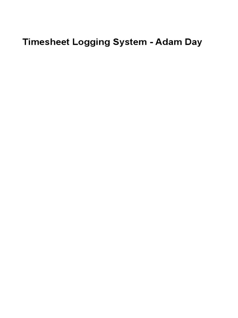 Timesheet Logging for Adam Day | PDF