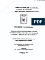 "Desarrollo de Un Sistema para El Control Bibliográfico de La Biblioteca Municipal José Gálvez de La Municipalidad de Cajamarca