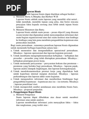 Pengertian Laporan Bisnis