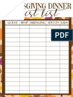 Thanksgiving Dinner Guest List PDF