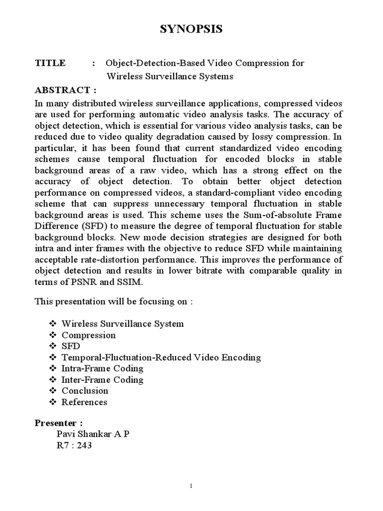 Video Compression for Object Detection | PDF