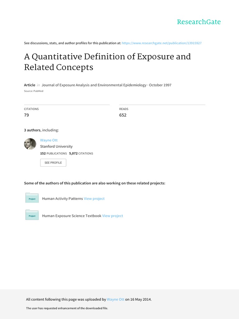 A Quantitative Definition of Exposure and Related Concepts | PDF