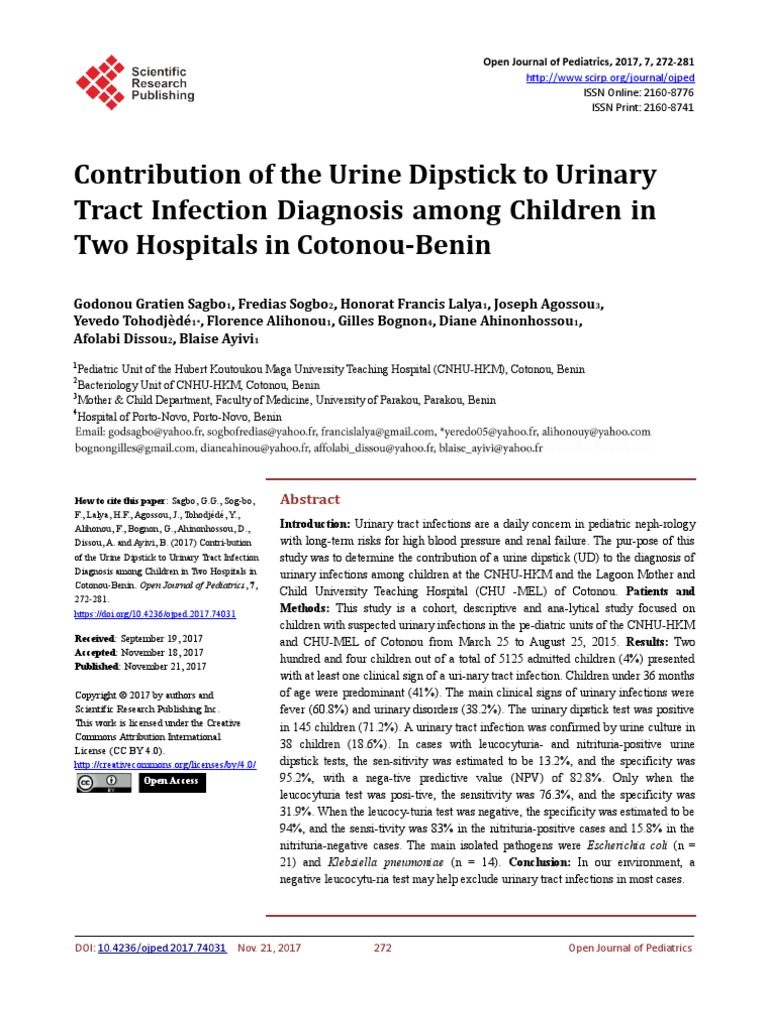 Urine Dipstick PDF Urinary Tract Infection Microbiology