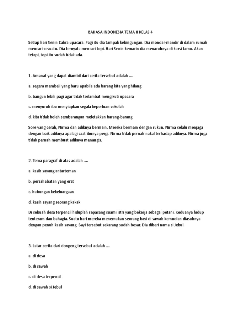 Bahasa Indonesia Tema 8