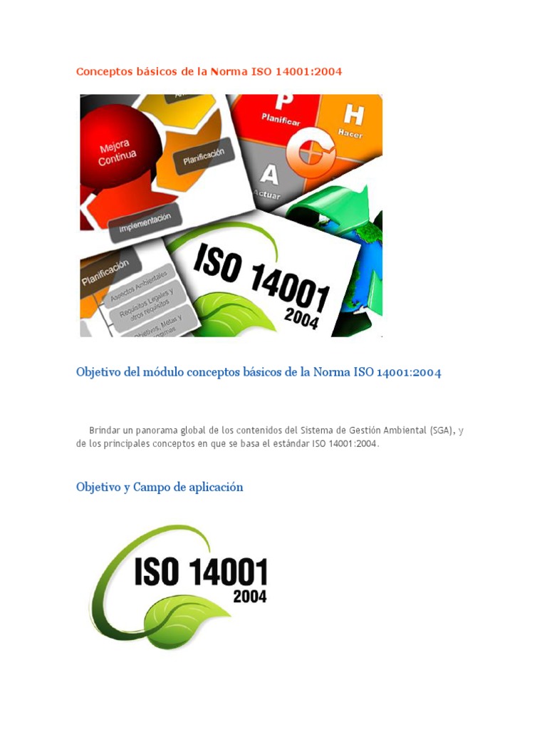 Conceptos Básicos de La Norma ISO 14001 | PDF | Entorno natural ...