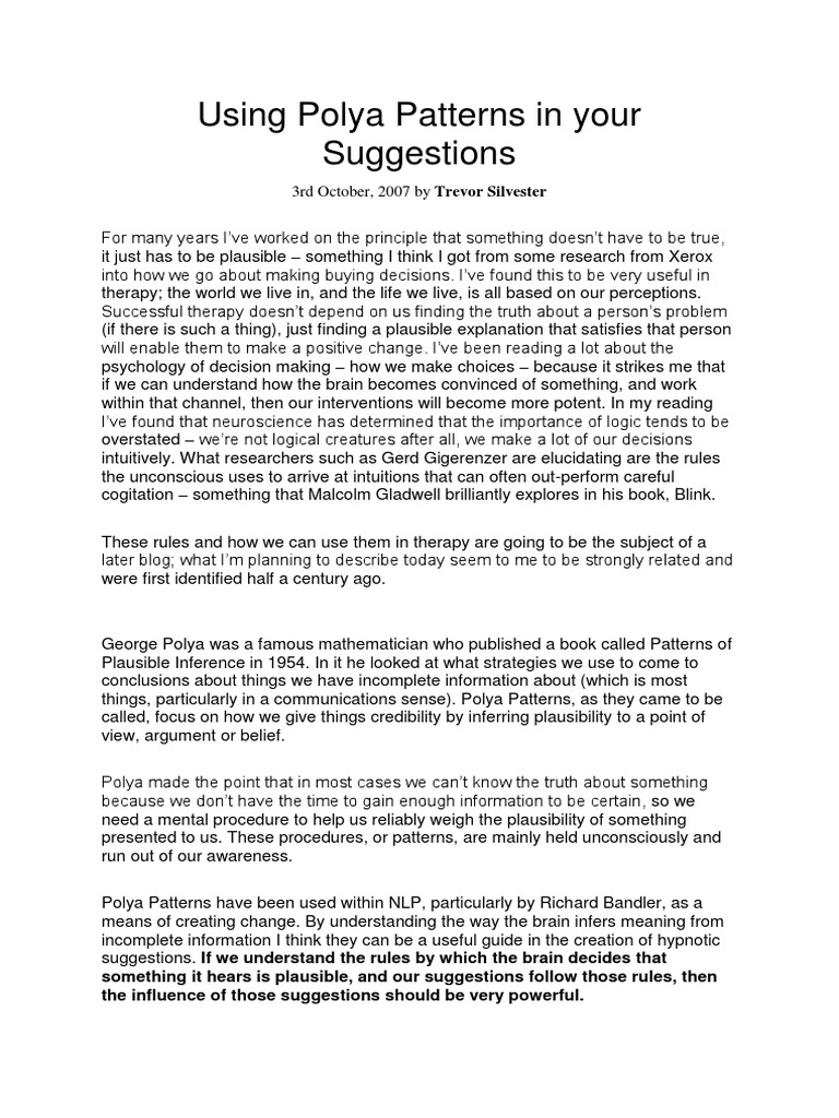 Using Polya Patterns for Effective Suggestions | PDF | Inference ...