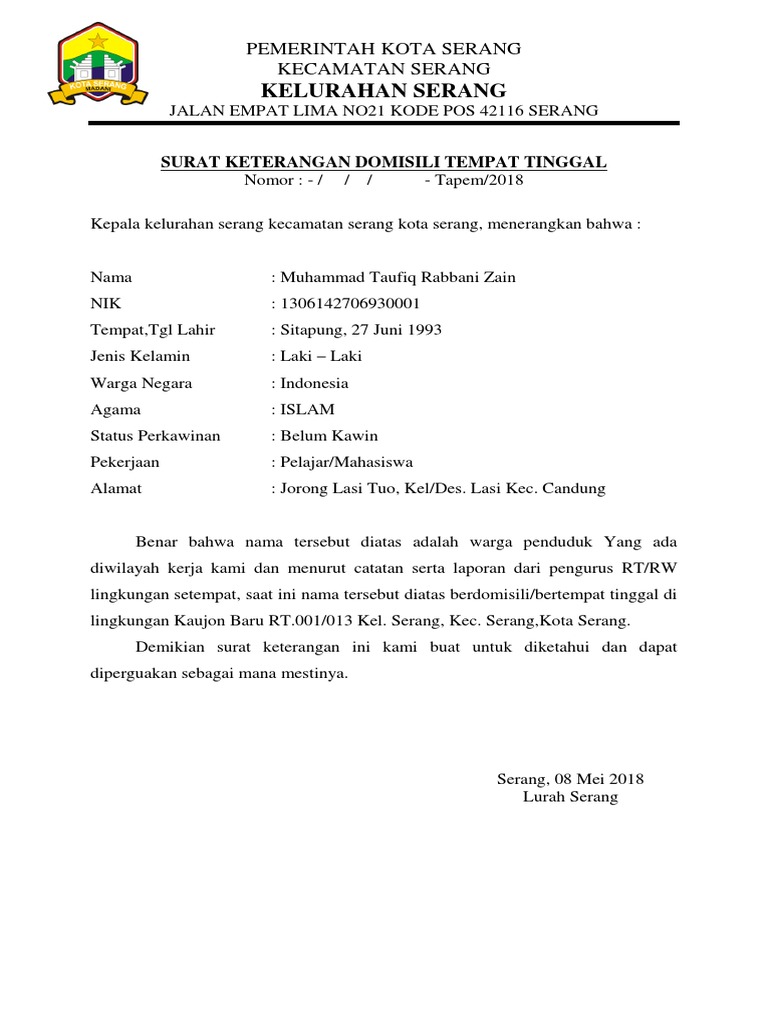 Surat Keterangan Domisili Tempat Tinggaldocx