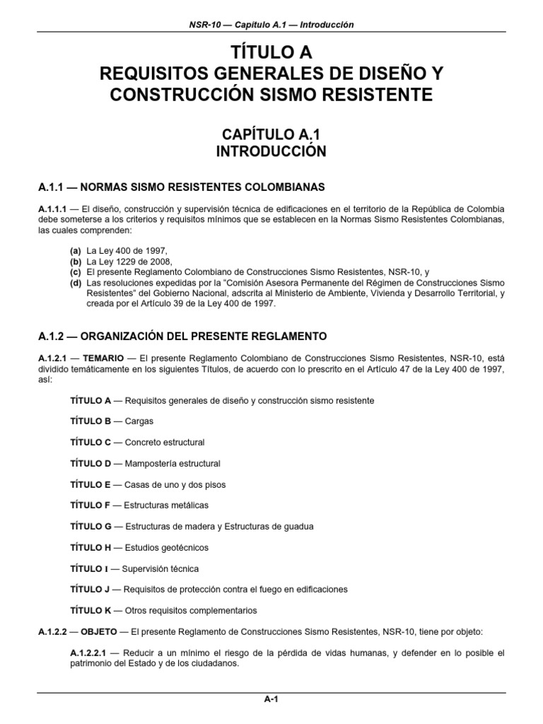 NSR 10 Título A PDF | PDF | Fundação (Engenharia) | Rigidez