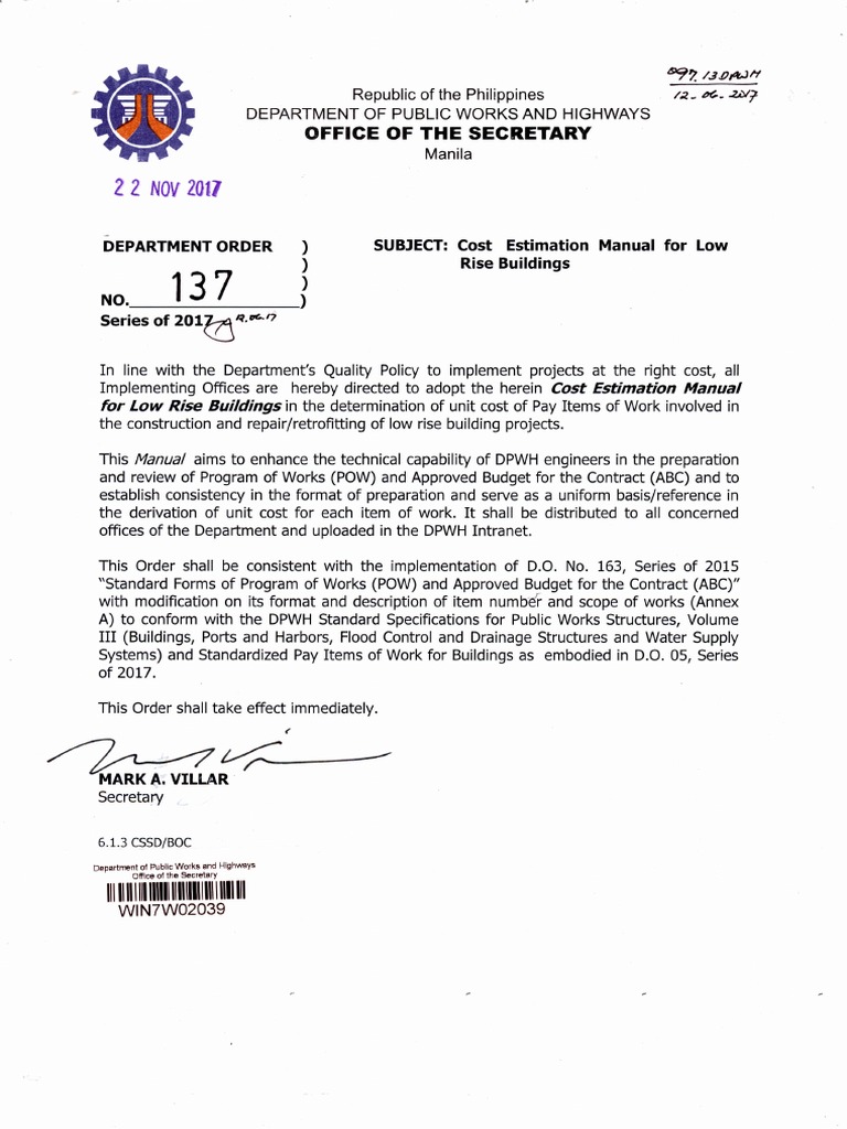 DO 137 s2017 Cost Estimation Manual For Low Rise Buildings PDF