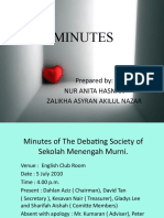 Minutes: Prepared By: Nur Anita Hasnan Zalikha Asyran Akilul Nazar