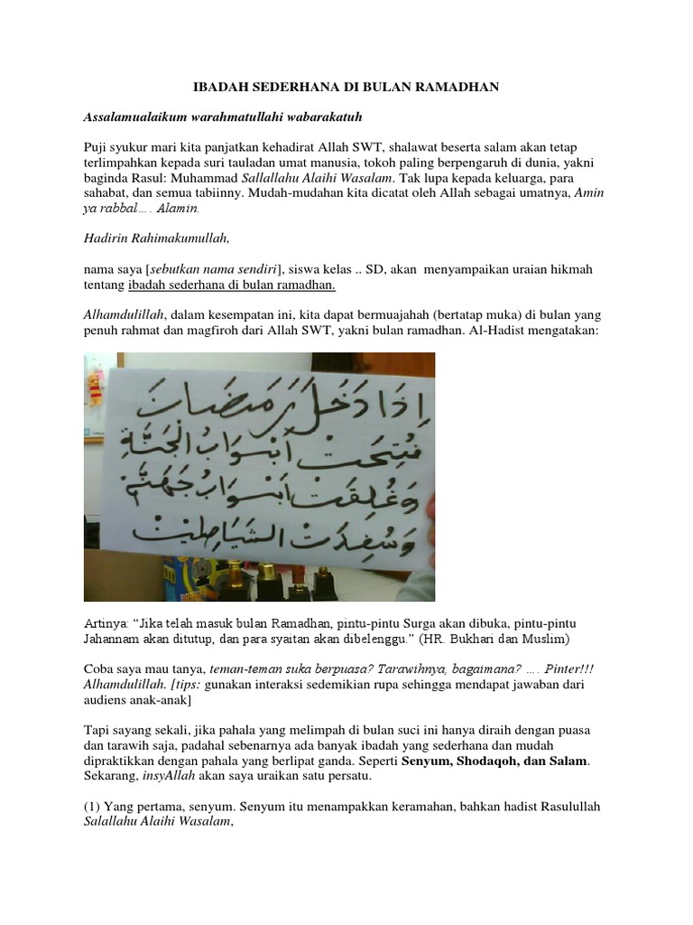 16+ Contoh pidato anak sd tentang bulan ramadhan info