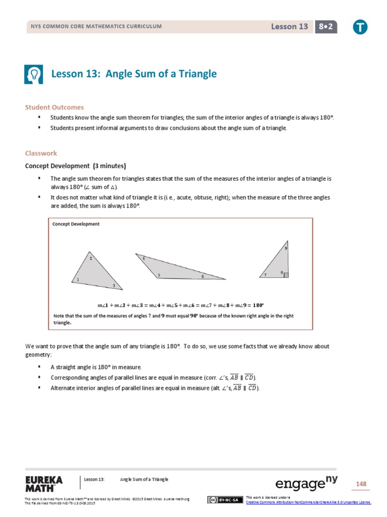 Math g8 m2 Topic C Lesson 13 Teacher | PDF | Triangle | Angle