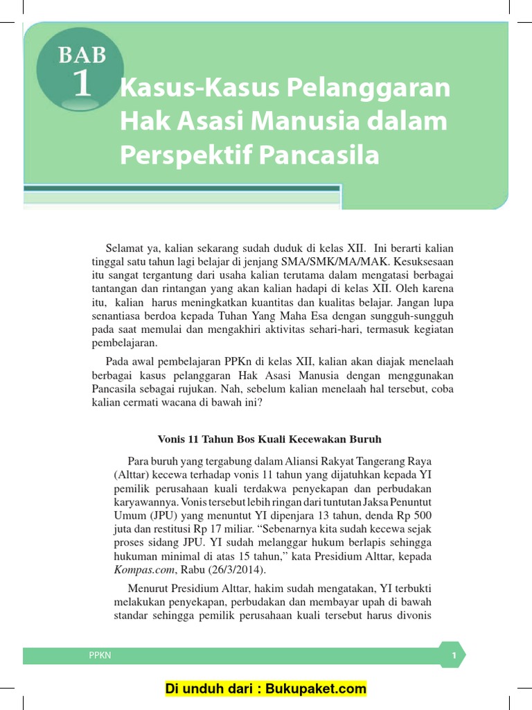 Bab 1 Kasus Kasus Pelanggaran Ham Dalam Perspektif Pancasila
