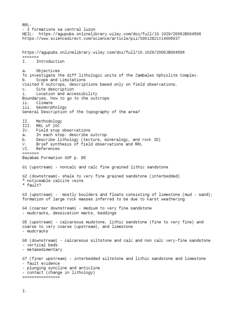 Notes For Bulacan Fieldwork | PDF | Sandstone | River