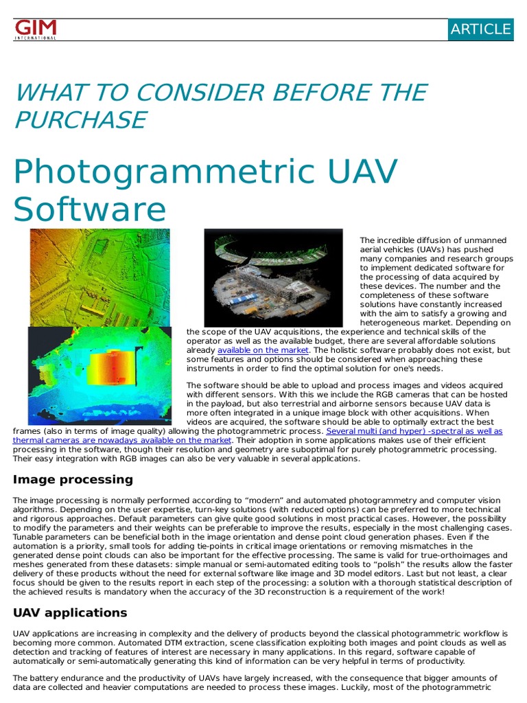 Choosing UAV Photogrammetry Software | PDF | Unmanned Aerial Vehicle ...