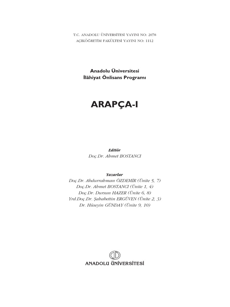 anadolu universitesi arapca 1 pdf